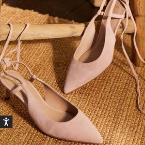 Boden Suede Ankle Tie Heel